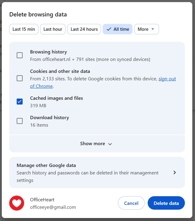 Cache legen in Chrome