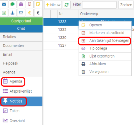 koppeling notitie en taak