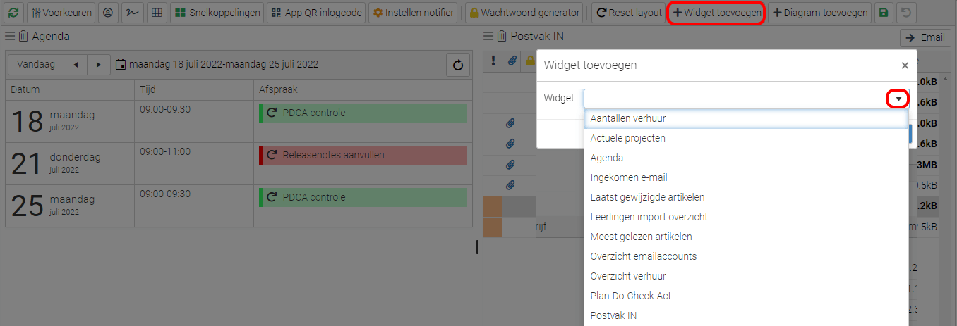 widget toevoegen