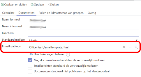 Emailsjabloon instellen