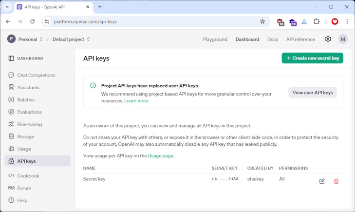 OpenIA API key
