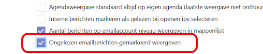Inteslling weergave ongelezen berichten