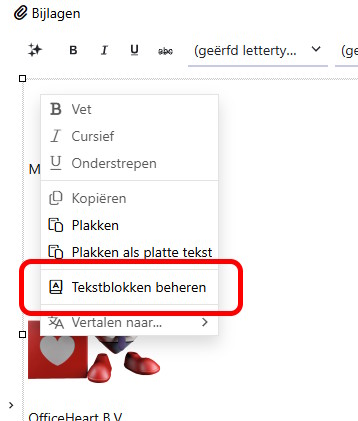 Tekstblokken beheren