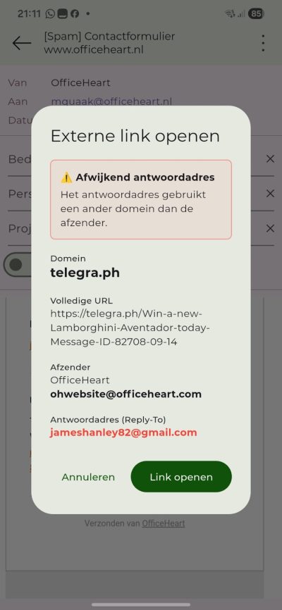 Veilig hyperlinks openen in de app